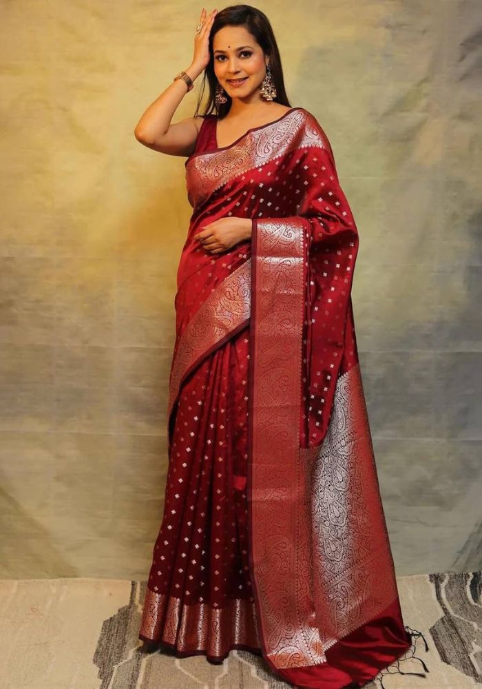 Suhani Maroon Banarasi Silk Saree