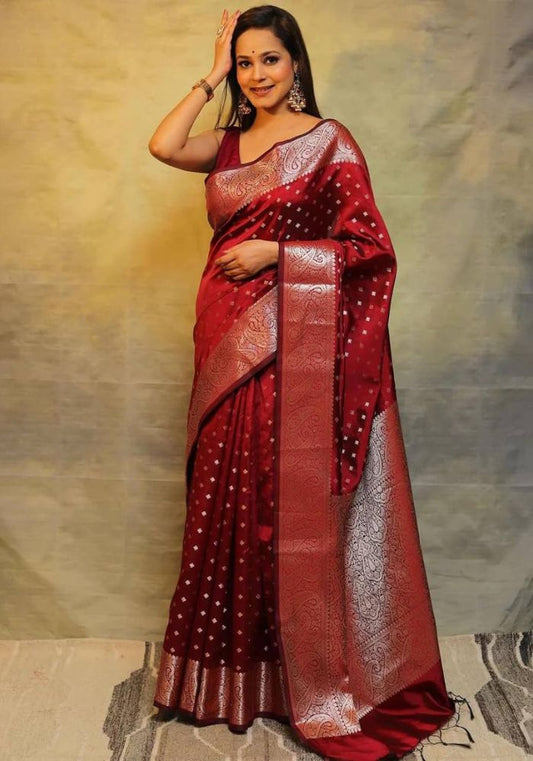 Suhani Maroon Banarasi Silk Saree