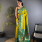 Delectable Mustard Paithani Silk Saree With Improbable Blouse Piece