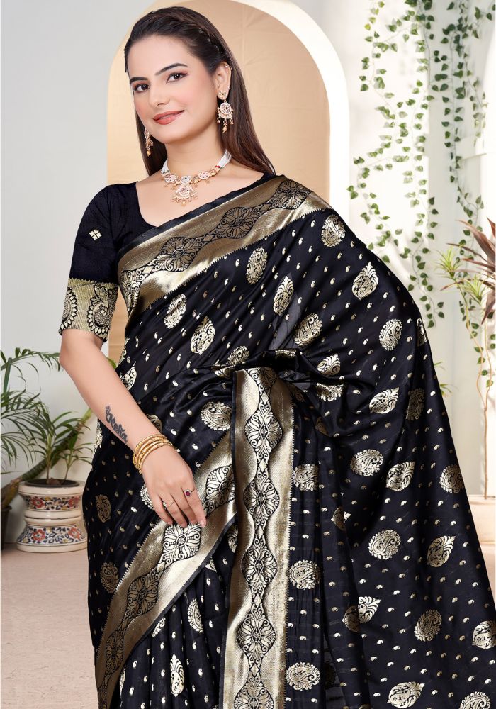Yashika Black Banarasi Silk Saree