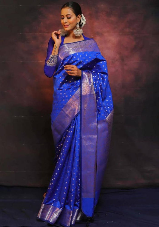 Suhani R.blue Banarasi Silk Saree