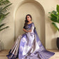 Amara – Lavender Banarasi Soft Silk Saree with Floral Weave