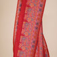 Glamorous Red Pashmina Saree With Artistic Minakari Work