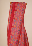 Glamorous Red Pashmina Saree With Artistic Minakari Work