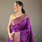 Elegantly Purple Color Woven Silk Saree with Silver, Copper, and Antique Detailing