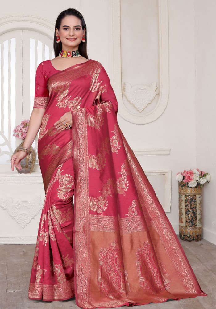 Aura Gajari Banarasi Silk Saree