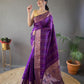 Elegantly Purple Color Woven Silk Saree with Silver, Copper, and Antique Detailing