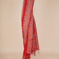 Glamorous Red Pashmina Saree With Artistic Minakari Work