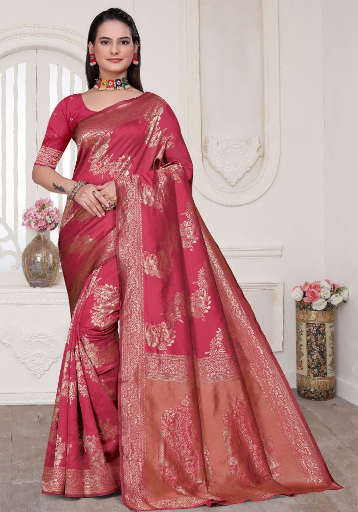 Aura Gajari Banarasi Silk Saree