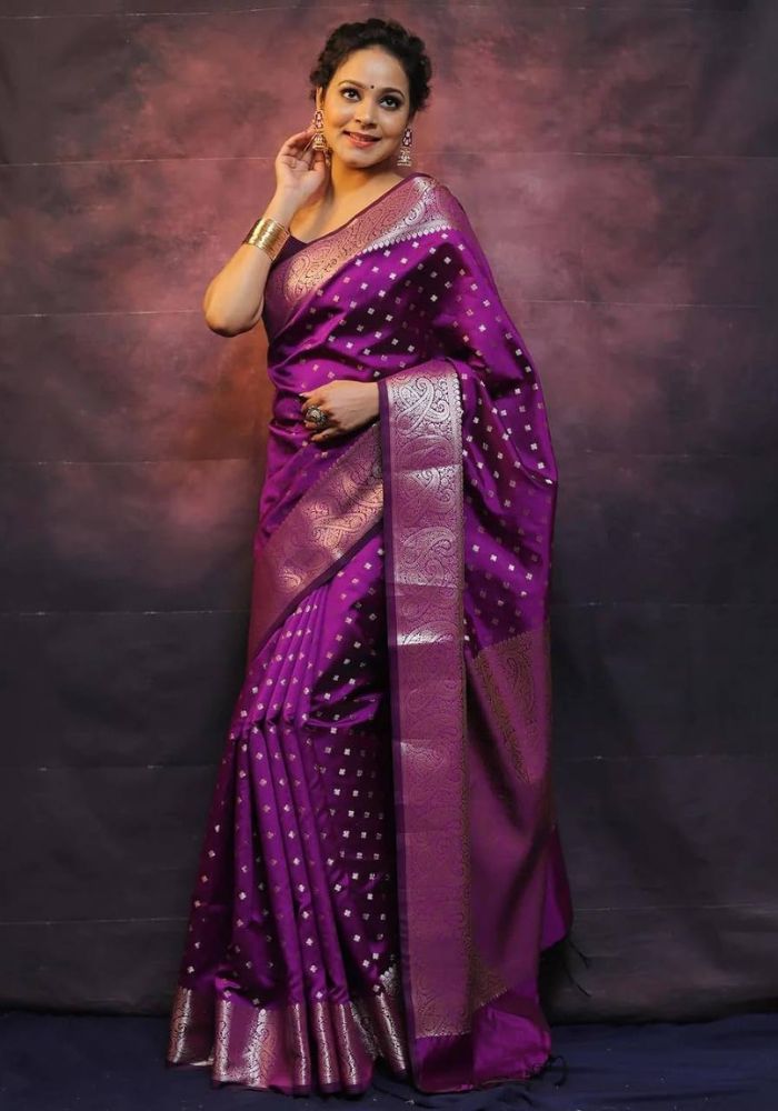 Suhani Wine Banarasi Silk Saree