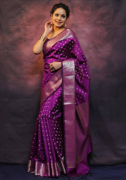 Suhani Wine Banarasi Silk Saree