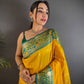 Opulent Yellow Paithani Silk Saree With Skinny Blouse Piece