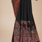 Glamorous Black Pashmina Saree With Artistic Minakari Work