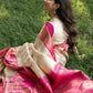 Apsara White Pink Silk Saree