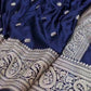 Aastha – Navy Blue Banarasi Soft Silk Saree with Antique Paisley Zari Work