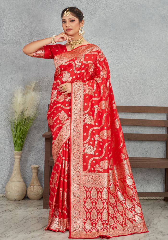 Sita Red Banarasi Soft Silk Saree