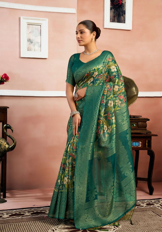 Srivalli Green Digital Silk saree