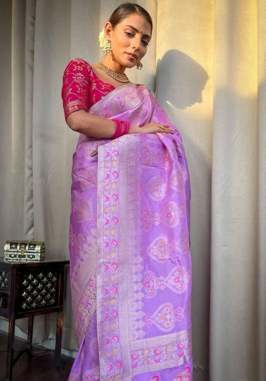 Tisha Lavender Banarasi Silk Saree
