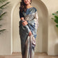 Amara – Grey Banarasi Soft Silk Saree with Floral Weave