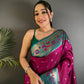 Efflorescence Purple Paithani Silk Saree With Classic Blouse Piece