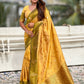 Ruvika –Banarasi Soft Silk Saree in Gold with Ornamental Border
