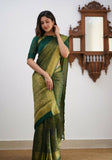 Sharini – Traditional Green Soft Silk Saree with Refined Weaves