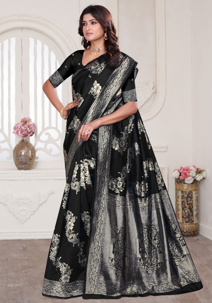Aura Black Banarasi Silk Saree