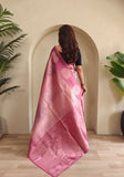 Amara – Pink Banarasi Soft Silk Saree with Floral Weave