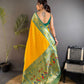 Opulent Yellow Paithani Silk Saree With Skinny Blouse Piece