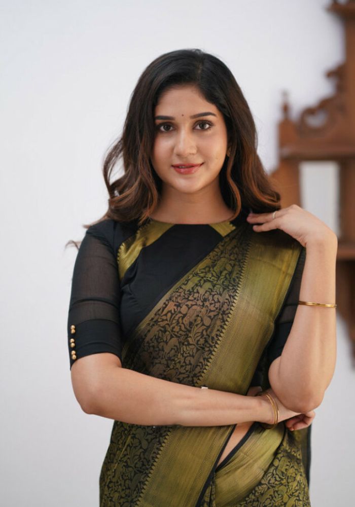 Sharini – Traditional Black Soft Silk Saree with Refined Weaves