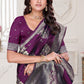 Aura Wine Banarasi Silk Saree