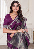 Aura Wine Banarasi Silk Saree