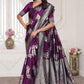 Aura Wine Banarasi Silk Saree