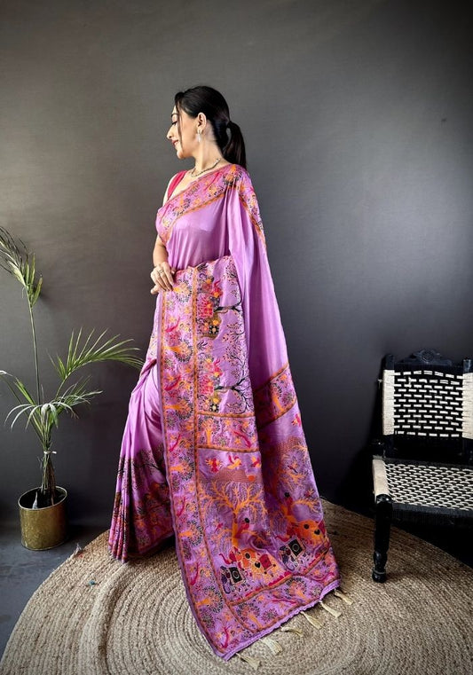 Ishani Lavender Nylon Silk Saree