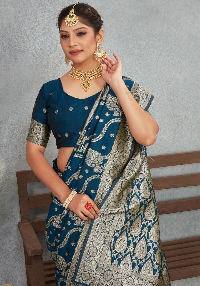 Sita MorePeach Banarasi Soft Silk Saree