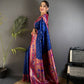 Nebula Navy Blue Paithani Silk Saree With Adorable Blouse Piece