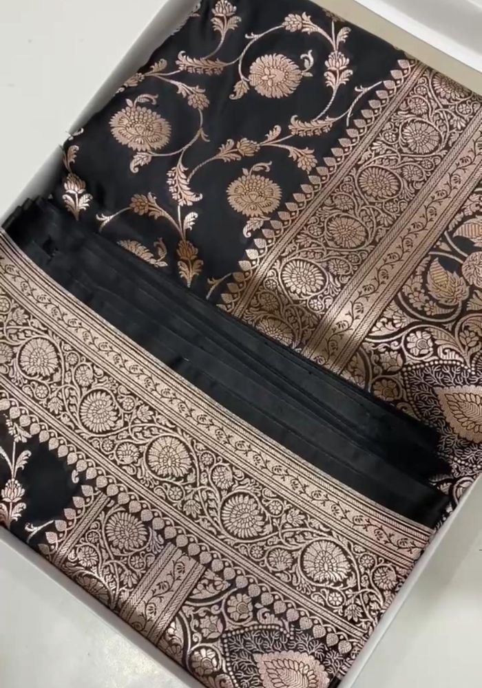 Black Banarasi Katan Silk Saree