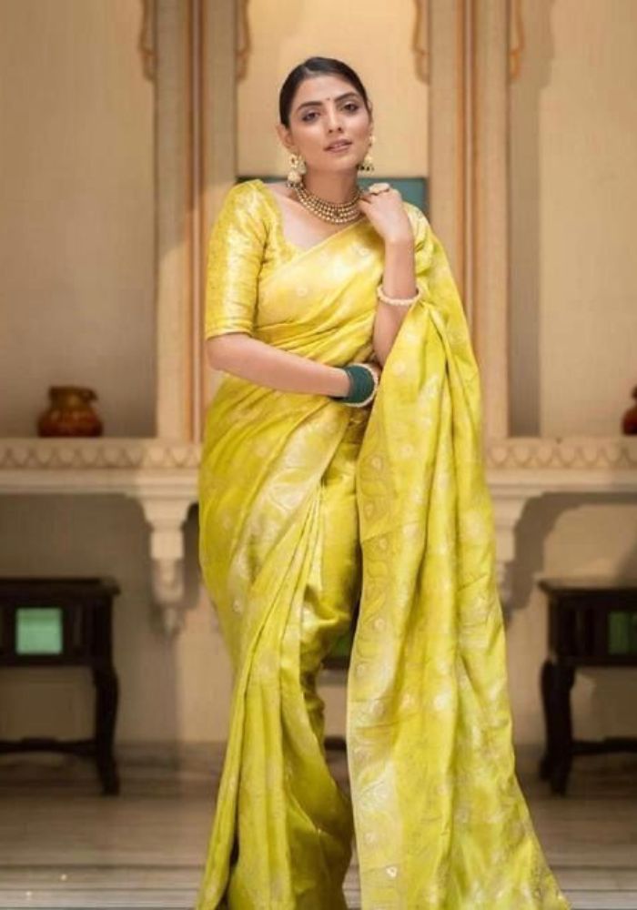 Anarkali Gold banarasi silk saree