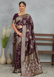 Sita Wine Banarasi Soft Silk Saree