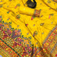 Appealing Yellow Pashmina Saree With Gossamer Blouse Piece
