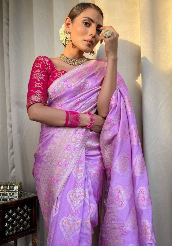 Tisha Lavender Banarasi Silk Saree