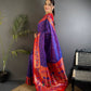 Exuberant Royal Purple Paithani Silk Saree With Ethnic Blouse Piece