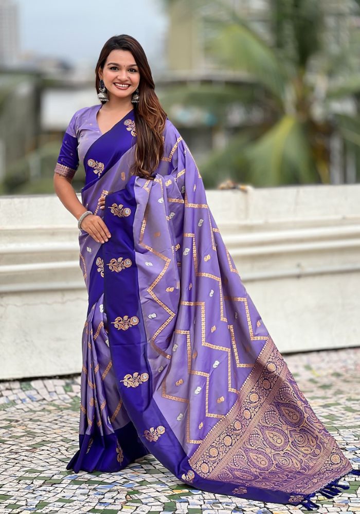 Ruvika – Banarasi Soft Silk Saree in R.blue with Ornamental Border