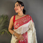 Deserving Beige Paithani Silk Saree With Dulcet Blouse Piece