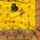 Appealing Yellow Pashmina Saree With Gossamer Blouse Piece