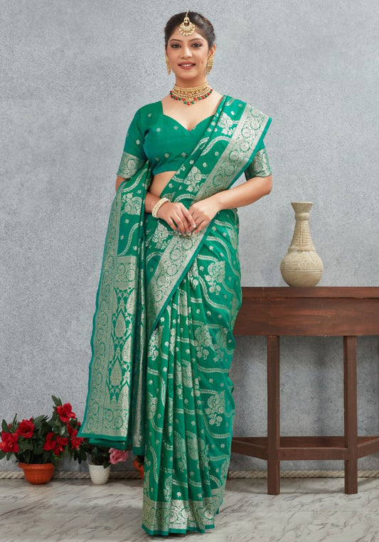 Sita Green Banarasi Soft Silk Saree