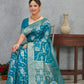 Sita Teal Blue Banarasi Soft Silk Saree