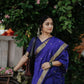 Royal Grace – Deep Blue Soft Silk Saree with Golden Zari Border