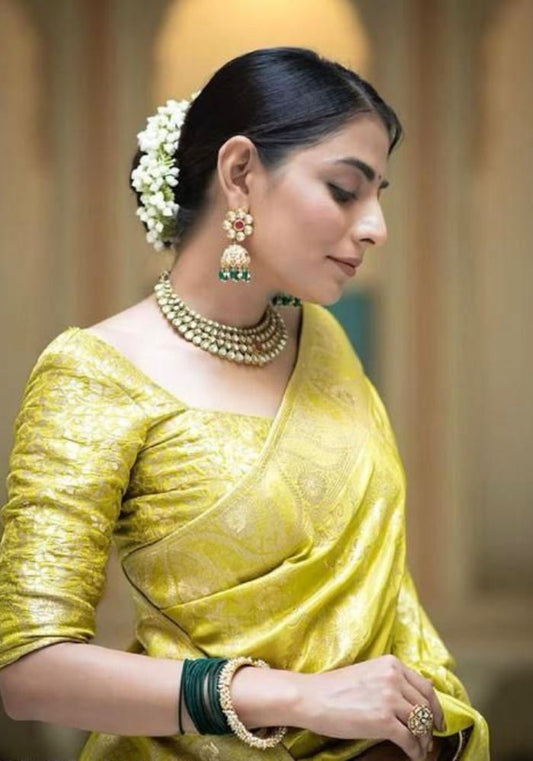 Anarkali Gold banarasi silk saree