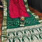 Ziyana Dark Green Red Bandhej Silk Saree